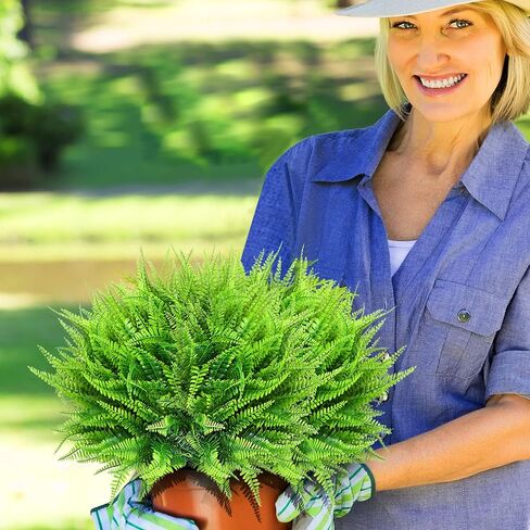 Janinka 40 Pcs Artificial Plants Fake Boston Fern Plastic Fake Ferns Large Faux Ferns for Outdoor Artificial Greenery UV Resistant Plants for Indoor Garden Office Porch Home Decor in Saudi Arabia