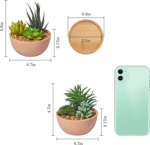 مجموعة من 2 نباتات عصارية صناعية في الاواني لغرفة النوم وغرفة المعيشة والمكتب والرف والحمام من ريفسبور in Kuwait