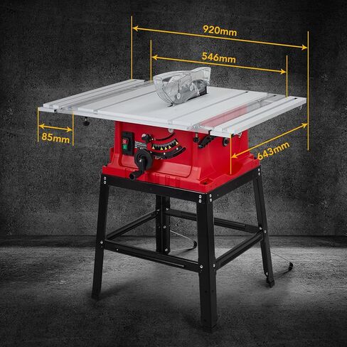 Table Saw, Towallmark 10 Inch 15A Multifunctional Saw with Stand & Push Stick, 90° Cross Cut & 0-45° Bevel Cut, 5000RPM, Adjustable Blade Height for Woodworking in Saudi Arabia