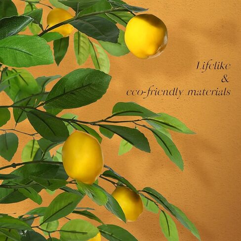 Airbin Artificial Lemon Tree Decor - 5FT Faux Lemon Tree with 11 Fake Lemons, Pre Potted Fake Lemon Tree for Living Room Bedroom Balcony Corner Office Decoration in Kuwait