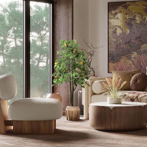 Airbin Artificial Lemon Tree Decor - 5FT Faux Lemon Tree with 11 Fake Lemons, Pre Potted Fake Lemon Tree for Living Room Bedroom Balcony Corner Office Decoration in Kuwait