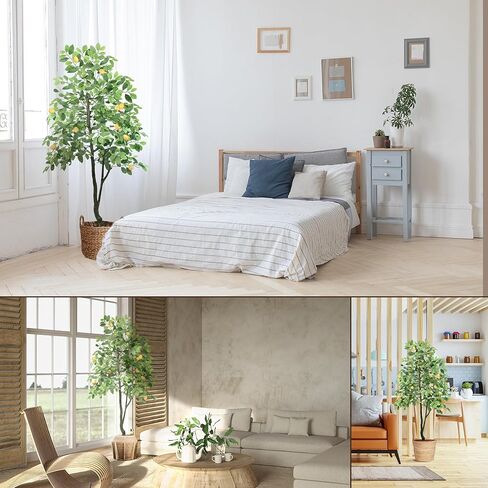 Airbin Artificial Lemon Tree Decor - 5FT Faux Lemon Tree with 11 Fake Lemons, Pre Potted Fake Lemon Tree for Living Room Bedroom Balcony Corner Office Decoration in Kuwait