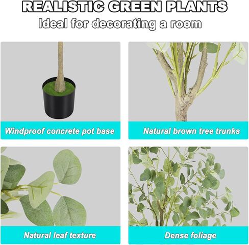 melos Artificial Eucalyptus Tree 5FT Tall Faux Skinny Plant for Decor Indoor Fake Potted Eucalyptus Silk Tree for Modren Home Office Living Room Floo in Kuwait