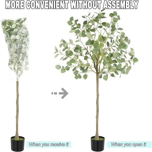 melos Artificial Eucalyptus Tree 5FT Tall Faux Skinny Plant for Decor Indoor Fake Potted Eucalyptus Silk Tree for Modren Home Office Living Room Floo in Kuwait