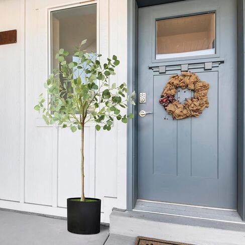 melos Artificial Eucalyptus Tree 5FT Tall Faux Skinny Plant for Decor Indoor Fake Potted Eucalyptus Silk Tree for Modren Home Office Living Room Floo in Kuwait