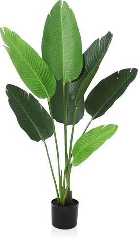 5Feet Artificial Bird of Paradise Plant, Fake Banana Leaf Plant for Indoors and Outdoors,Tropical Palm Tree with 8 Trunks in Pot, Perfect Faux Plant for Home Indoor Outdoor Office Modern Decor 1 pc in Kuwait