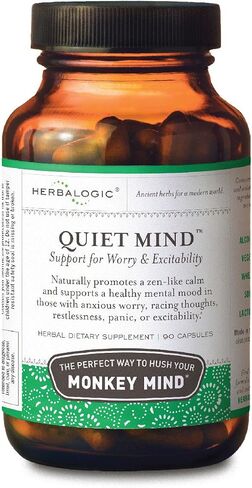 Herbalogic - Quiet Mind Herb Capsules - Non-Sedating, Promotes a Feeling of Zen-Like Calm - Eases Worry - Based on The Traditional Chinese Formula GUI Pi Tang - 90 Cap Count in Saudi Arabia