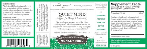 Herbalogic - Quiet Mind Herb Capsules - Non-Sedating, Promotes a Feeling of Zen-Like Calm - Eases Worry - Based on The Traditional Chinese Formula GUI Pi Tang - 90 Cap Count in Saudi Arabia