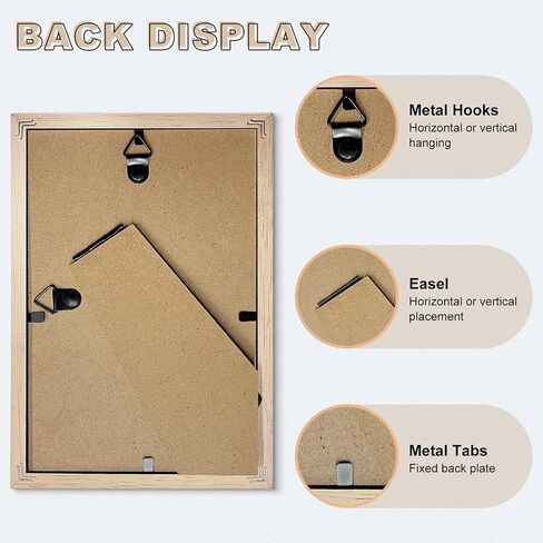 ATOBART 8x10 OAK إطار صور من الخشب الطبيعي، 2 حزمة إطارات صور من الزجاج الحقيقي معرض للتعليق على الحائط الأمامي للجدار وعرض الطاولة، مجموعة من 2 in Kuwait