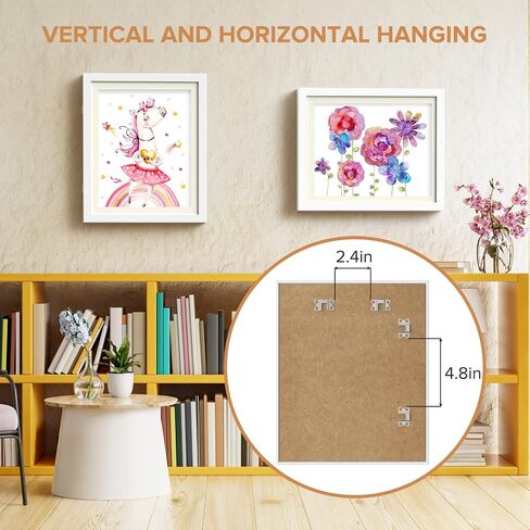 AFEION Kids Art Frames, Kids Artwork Frames Changeable 8 x10.5 with Mat and 9 x12 Without Mat, Black Front Opening Children Picture Storage Frame for Wall Holds 50Pcs Crafts, Drawing, Art Projects in Saudi Arabia