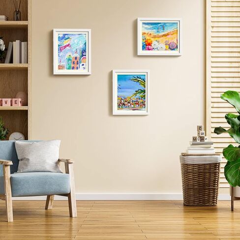 AFEION Kids Art Frames, Kids Artwork Frames Changeable 8 x10.5 with Mat and 9 x12 Without Mat, Black Front Opening Children Picture Storage Frame for Wall Holds 50Pcs Crafts, Drawing, Art Projects in Saudi Arabia