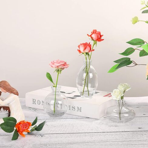 Glass Bud Vases, Set of 6 Green Vases for Flowers Small Flower Vases in Bulk for Wedding Centerpieces Floral Arrangements Living Room Home Decoration in Kuwait