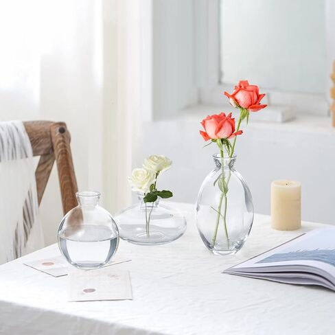 Glass Bud Vases, Set of 6 Green Vases for Flowers Small Flower Vases in Bulk for Wedding Centerpieces Floral Arrangements Living Room Home Decoration in Kuwait