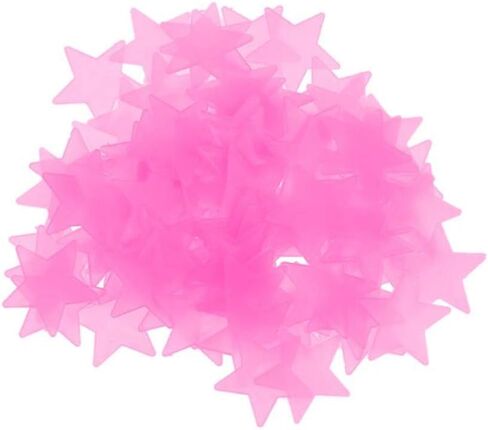 100 قطعة من ملصقات الحائط المضيئة ثلاثية الأبعاد لغرف الأطفال وغرفة المعيشة وديكور المنزل (وردي) in Kuwait