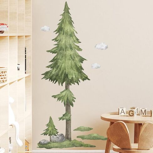 3D Removable Creative Forest Tree Wall Decals Animals Elk Birds and Pine Silhouette Wall Stickers DIY Peel and Stick PVC Decor for Kids Boys Girls Bedroom Playroom Classroom Nursery Living Room in Kuwait