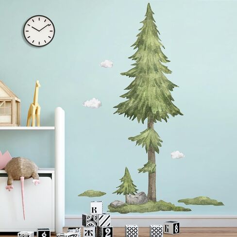 3D Removable Creative Forest Tree Wall Decals Animals Elk Birds and Pine Silhouette Wall Stickers DIY Peel and Stick PVC Decor for Kids Boys Girls Bedroom Playroom Classroom Nursery Living Room in Kuwait