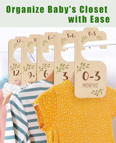 Baby Closet Dividers, Hanging Wooden Double-Sided Nursery Decor Closet Dividers for Baby Clothes, Baby Clothes Dividers for Newborn to 24 Months Size Clothes in Saudi Arabia
