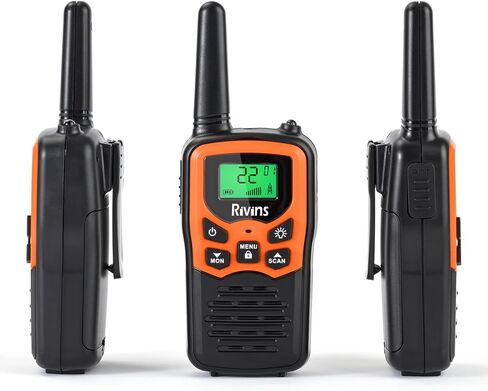 جهاز اتصال لاسلكي RV-7 مع 22 قناة FRS، جهاز اتصال لاسلكي من ريفينز طويل المدى للبالغين مع مصباح يدوي LED وشاشة LCD مسح VOX، جهاز اتصال لاسلكي محمول لرحلة التخييم والمشي لمسافات طويلة (برتقالي 4 عبوات) in Kuwait
