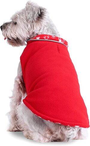 Mogoko Christmas Reversible Dog Sweater Safety Reflective Cat Cold Weather Coats Pet Jacket with Harness/Leash Hole for Puppy Small Dog Cat Red in Saudi Arabia