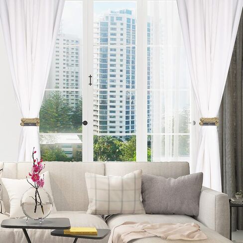 Groleca 2 حزمة ستائر مغناطيسية قوية Tiebacks الستار Holdbacks الستار سحب ظهورهم الستار العلاقات الستار التعادل ظهورهم مع حبل تويست أكثر سمكا وترقية Tiebacks المغناطيسي القوي للستائر (الجمل، 2) in Kuwait