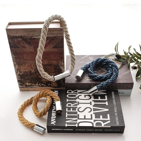 Groleca 2 حزمة ستائر مغناطيسية قوية Tiebacks الستار Holdbacks الستار سحب ظهورهم الستار العلاقات الستار التعادل ظهورهم مع حبل تويست أكثر سمكا وترقية Tiebacks المغناطيسي القوي للستائر (الجمل، 2) in Kuwait