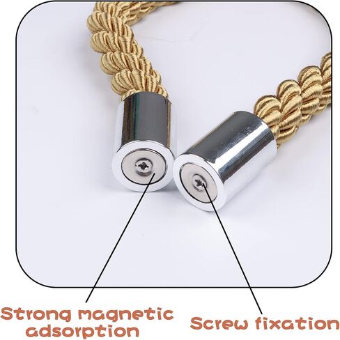 Groleca 2 حزمة ستائر مغناطيسية قوية Tiebacks الستار Holdbacks الستار سحب ظهورهم الستار العلاقات الستار التعادل ظهورهم مع حبل تويست أكثر سمكا وترقية Tiebacks المغناطيسي القوي للستائر (الجمل، 2) in Kuwait