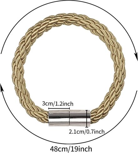 Groleca 2 حزمة ستائر مغناطيسية قوية Tiebacks الستار Holdbacks الستار سحب ظهورهم الستار العلاقات الستار التعادل ظهورهم مع حبل تويست أكثر سمكا وترقية Tiebacks المغناطيسي القوي للستائر (الجمل، 2) in Kuwait