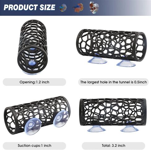 ابيزو نفق بيتا، كهف بيتا، اسود، مخبأ بيت اسماك بيتا المجوف لحوض السمك، العاب زينة امنة لروبيان البيتا، ملحقات ديكور in Kuwait