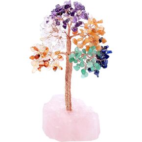 VadiForest Chakra Crystal Tree of Life Money Tree Natural Gemstone Tree Rose Quartz Base Copper Wrapped with Healing Crystals Tumbled Stones Artificial Trees Crystal Indoor Home Decor for Good Luck in Kuwait