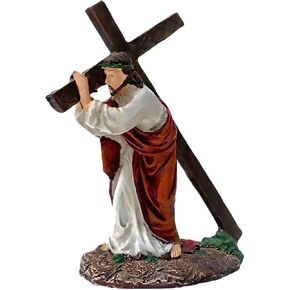 Faithful Grace Sculpted Hand-Painted Figure, Handmade Jesus Figurine Cross Figurine Statue for Baptism Pray Communion Christian, Decoration Gift for Home Decor Church Office Desk Shelf Window in Kuwait