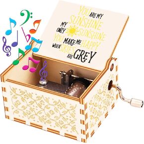 صندوق الموسيقى LMS You are My Sunshine صندوق الموسيقى المحفور بالليزر هدية للابنة من الأم في عيد ميلاد عيد الميلاد وعيد الحب لابنتها (You are My Sunshine White) in Kuwait