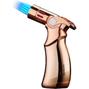 JH& Torch Lighter Quad 4 Jet Flame Refillable Butane Cigar Lighters Adjustable Windproof Lighter Butane NOT Included Black