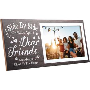 Jetec Wooden Friends Picture Frame 12 x 5.5 Inch Friends Photo Frame Dear Friends Gifts Long Distance Friendship Gifts(Brown)