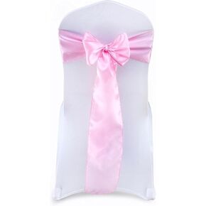 Chanruner White Satin Chair Sashes Ties Chair Ribbon Bows for Wedding Banquet Party (Light Pink, 50PCS) in Saudi Arabia