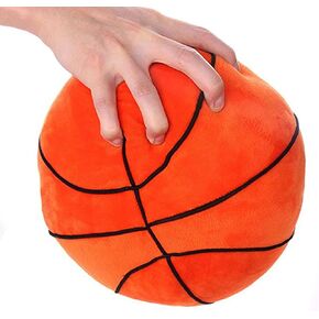 CASAGOOD 10 Inch Fluffy Round Basketball Hugging Pillow Stuffed Basketball Plush Toy Soft Plushies Basketball Throw Pillows Kids' First Basketballs Plush Toys Gift for Kids Or Baby