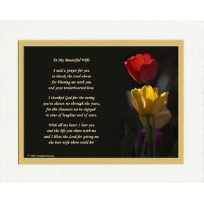 هدية للزوجة مع قصيدة "Thank You Prayer for Best Wife". صورة توليبس، 8 × 10 مزدوجة غير لامعة. هدية خاصة للزوجة للذكرى السنوية وأعياد الميلاد والكريسماس. هدايا عيد الحب. in Saudi Arabia