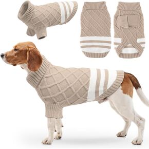 EMUST Dog Sweater, Elastic Large Dog Sweater with Sleeves, Soft Dog Turtleneck Sweater for French Bulldog, Dachshunds, Pitbull, Khaki XL in Kuwait