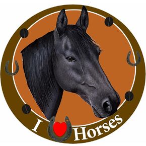 E&S Pets I Love Black Horses Car Magnet with Realistic Looking Horse Photograph in The Center Covered in UV Gloss for Weather and Fading Protection Circle Shaped Magnet Measures 5.25 Inches Diameter in Saudi Arabia