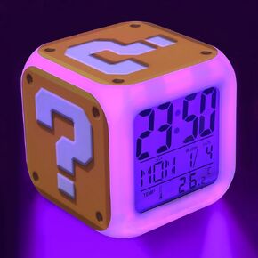 Super Bros Alarm for Kids - Mini LED Anime Alarm Clock - 7 Colorful Change, Time,Temperature, Date Alarm Clock for Kids Bedroom Decor in Kuwait