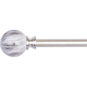 Marble Ball Appearance Finials Curtain Rod Set, Plastic ends, 28 to 48 Inch，3/4-inch Diameter Telescoping Drapery Curtain Rod， Brown in Kuwait