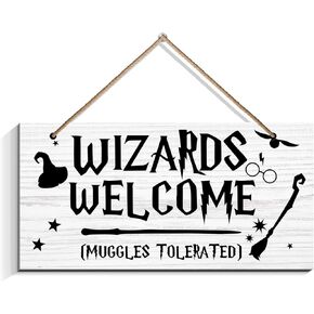Wizards Welcome Muggles Tolerated Door Signs - Hanging Printed Wall Plaque Wood Signs，Funny Welcome Sign for Home Decor Gift，Halloween, Christmas decorations（6 x 12） in Kuwait
