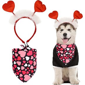 زي تنكري للكلاب لعيد الحب من اوسيجوبيك، شريط راس على شكل قلب للحيوانات الاليفة للكلاب والقطط، لوازم عيد الحب in Kuwait