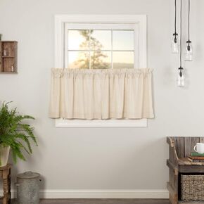 VHC Brands Simple Life Flax Natural Country Farmhouse Kitchen Window Curtain Tier Set of 2 L24xW36 in Kuwait