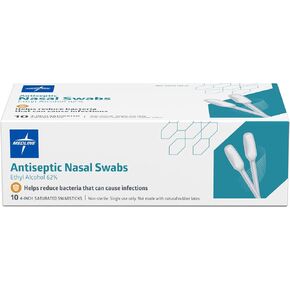 مسحات الأنف المطهرة من ميدلاين، تقلل من البكتيريا، مشبعة مسبقًا، 62% كحول إيثيلي، رائحة الكيوي اللطيفة، مغلفة بشكل فردي، 10 قطع in Kuwait