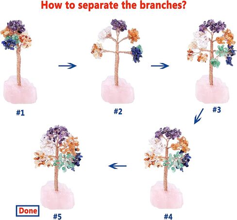 VadiForest Chakra Crystal Tree of Life Money Tree Natural Gemstone Tree Rose Quartz Base Copper Wrapped with Healing Crystals Tumbled Stones Artificial Trees Crystal Indoor Home Decor for Good Luck in Kuwait