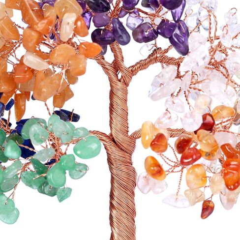 VadiForest Chakra Crystal Tree of Life Money Tree Natural Gemstone Tree Rose Quartz Base Copper Wrapped with Healing Crystals Tumbled Stones Artificial Trees Crystal Indoor Home Decor for Good Luck in Kuwait