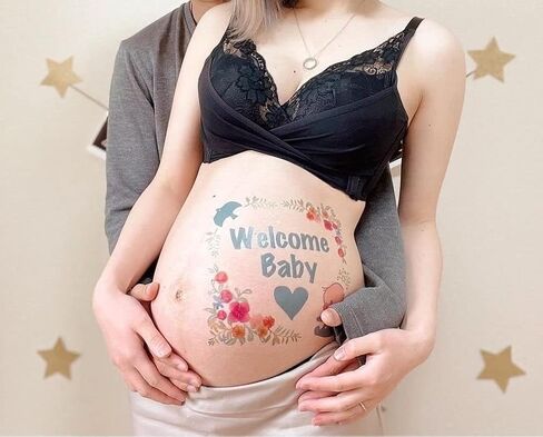 tuzuru Pregnancy Belly Stickers Tattoo Stickers body paint sticker Cute Pregnancy Baby Bump Belly Stickers for Baby Shower Maternity Gifts (B) in Saudi Arabia
