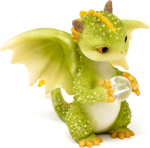 Top Collection Rex The Green Dragon - Mini Collectible Fantasy Figurine (Crystal Orb) in Kuwait