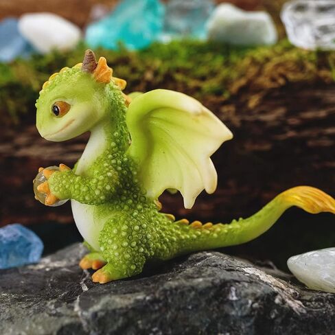 Top Collection Rex The Green Dragon - Mini Collectible Fantasy Figurine (Crystal Orb) in Kuwait