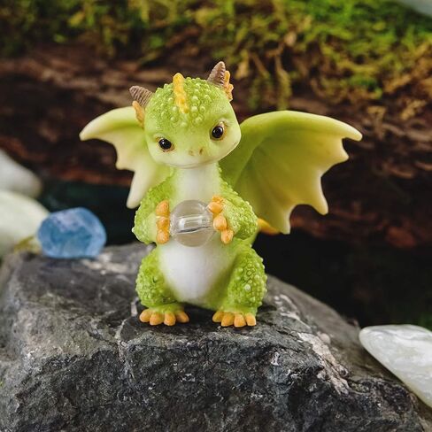 Top Collection Rex The Green Dragon - Mini Collectible Fantasy Figurine (Crystal Orb) in Kuwait